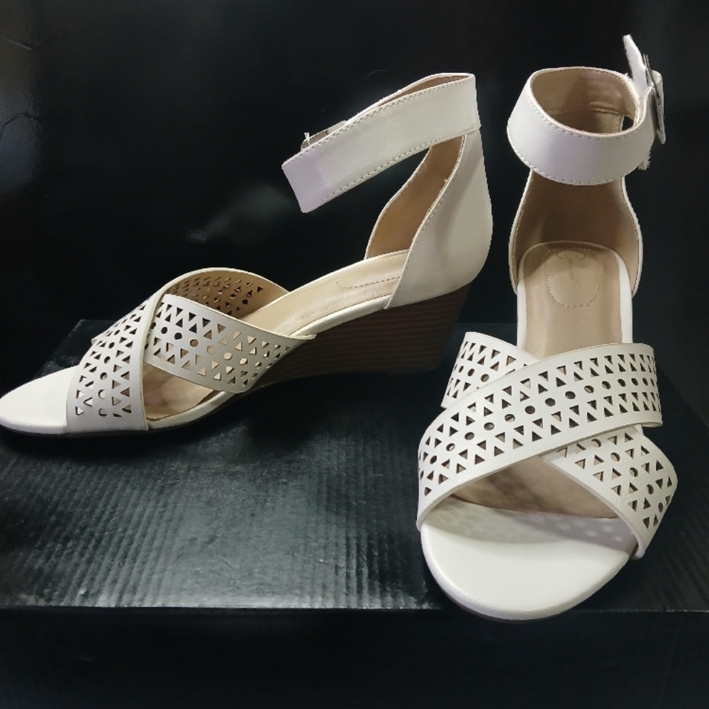 Elegant White Wedge Sandals